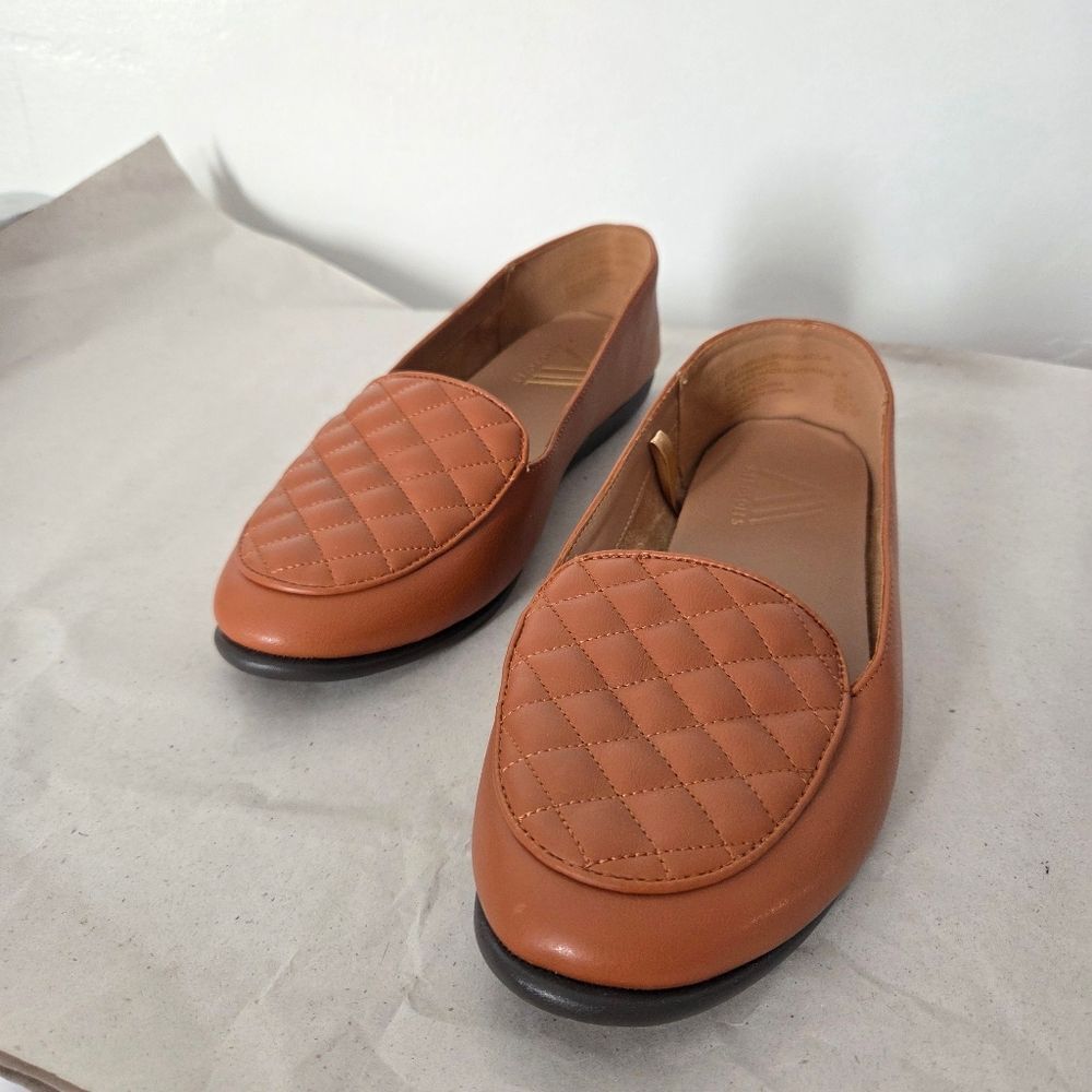 Aerosoles Briella Quilted Loafer Slip On Shoe Camel Brown Comfortable Size 9